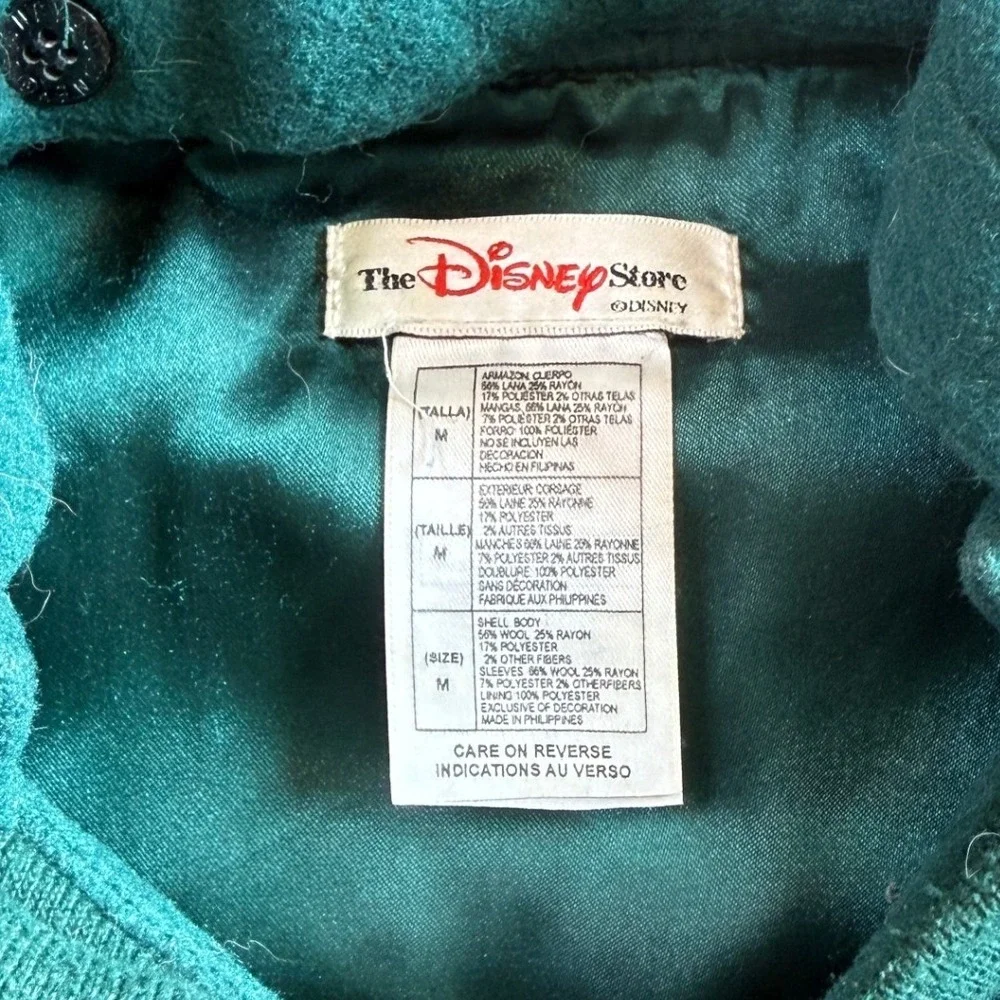 Vintage Disney Store Tigger Varsity Jacket Green Wool Blend Hooded Bomber Mens M - Picture 3 of 12